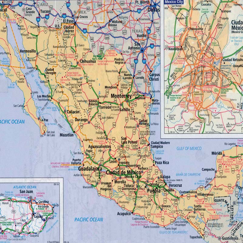 mapa de mexico con carreteras